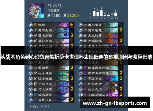 从战术角色到心理负荷解析萨卡世俱杯表现低迷的多重原因与赛程影响 从战术角色到心理负荷解析萨卡世俱杯表现低迷的多重原因与赛程影响